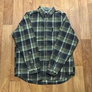 Columbia Button Down Shirt Long Sleeve Green Plaid Large